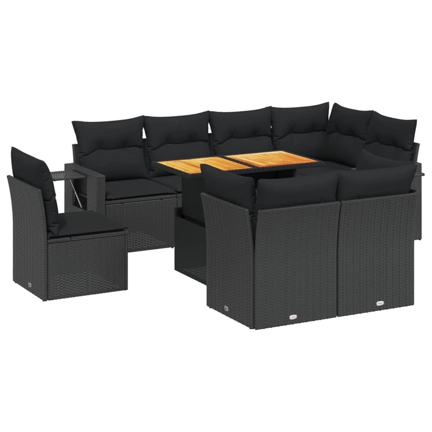 vidaXL 9-Tlg Garten-Sofagarnitur mit Kissen Schwarz Poly Rattan 3271846 günstig online kaufen
