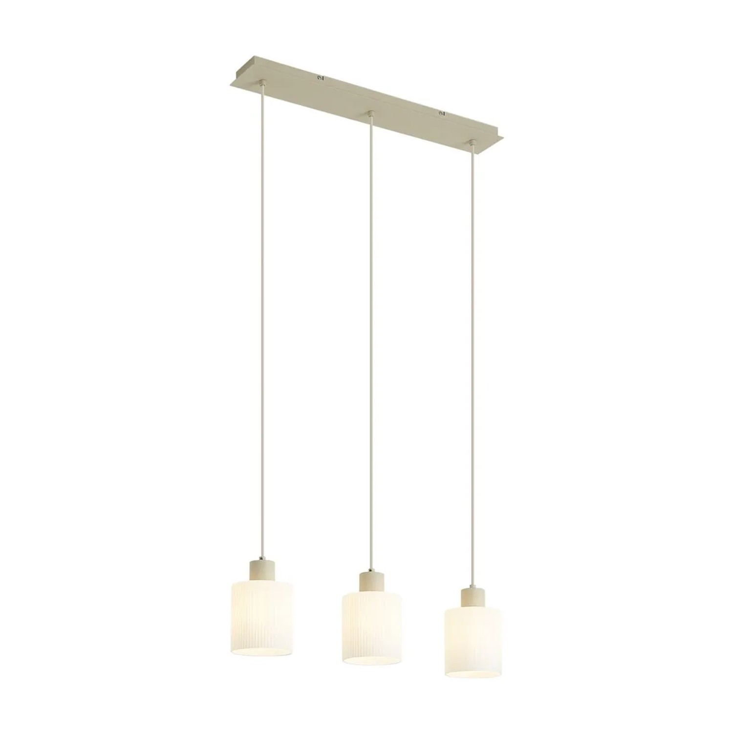 QAZQA Skandinavische Hängelampe Beige mit Weißem Glas 3-flammig Wisp