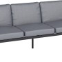 Lounge-Sitzbank Tamworth, Teil der 4-teiligen Essgruppe, Alu Anthrazit mit grauen Kissen.