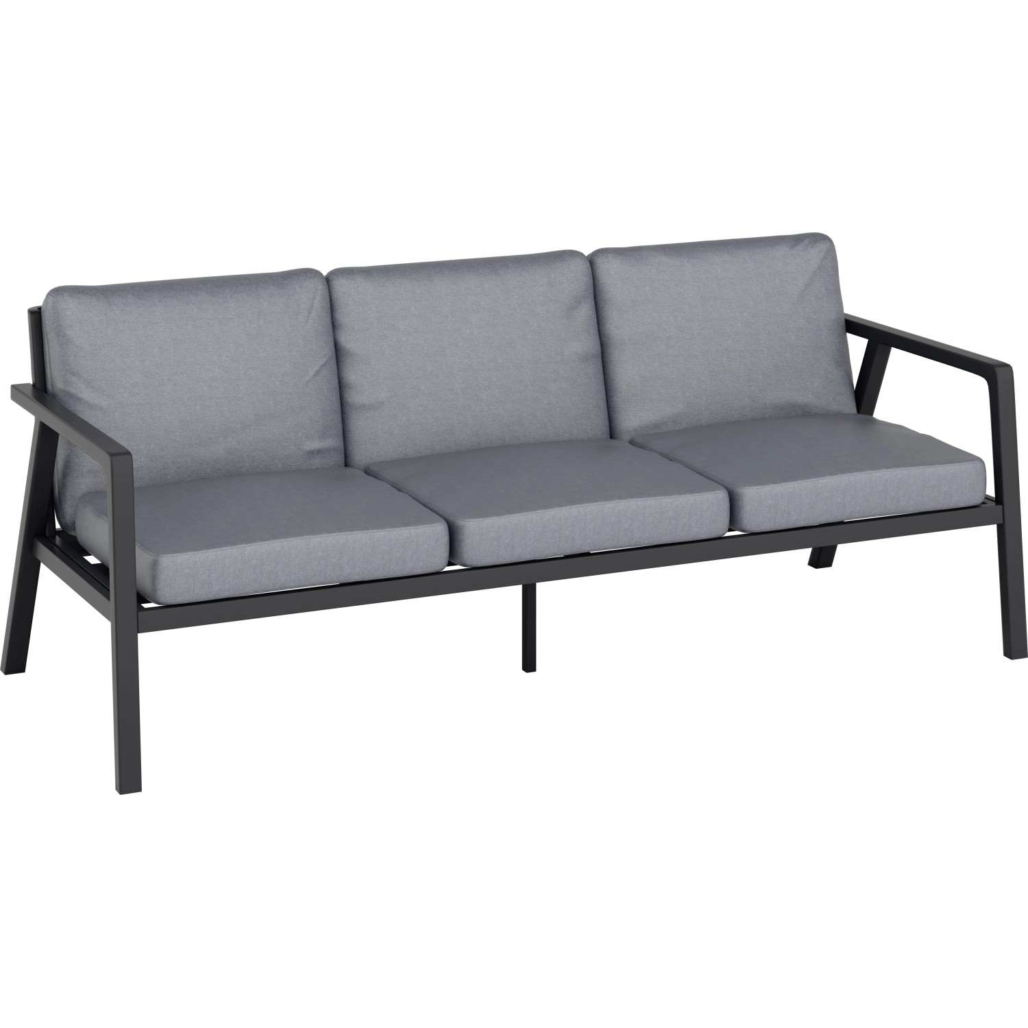 Lounge-Sitzbank Tamworth, Teil der 4-teiligen Essgruppe, Alu Anthrazit mit grauen Kissen.