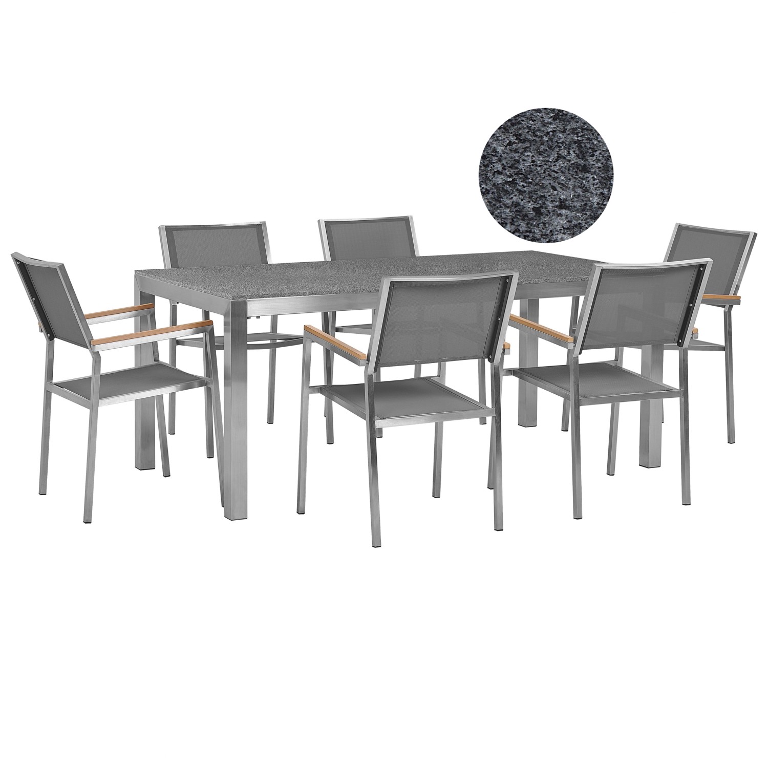 Beliani Gartentisch Set GROSSETO Dunkelgrau 90x180x87 günstig online kaufen