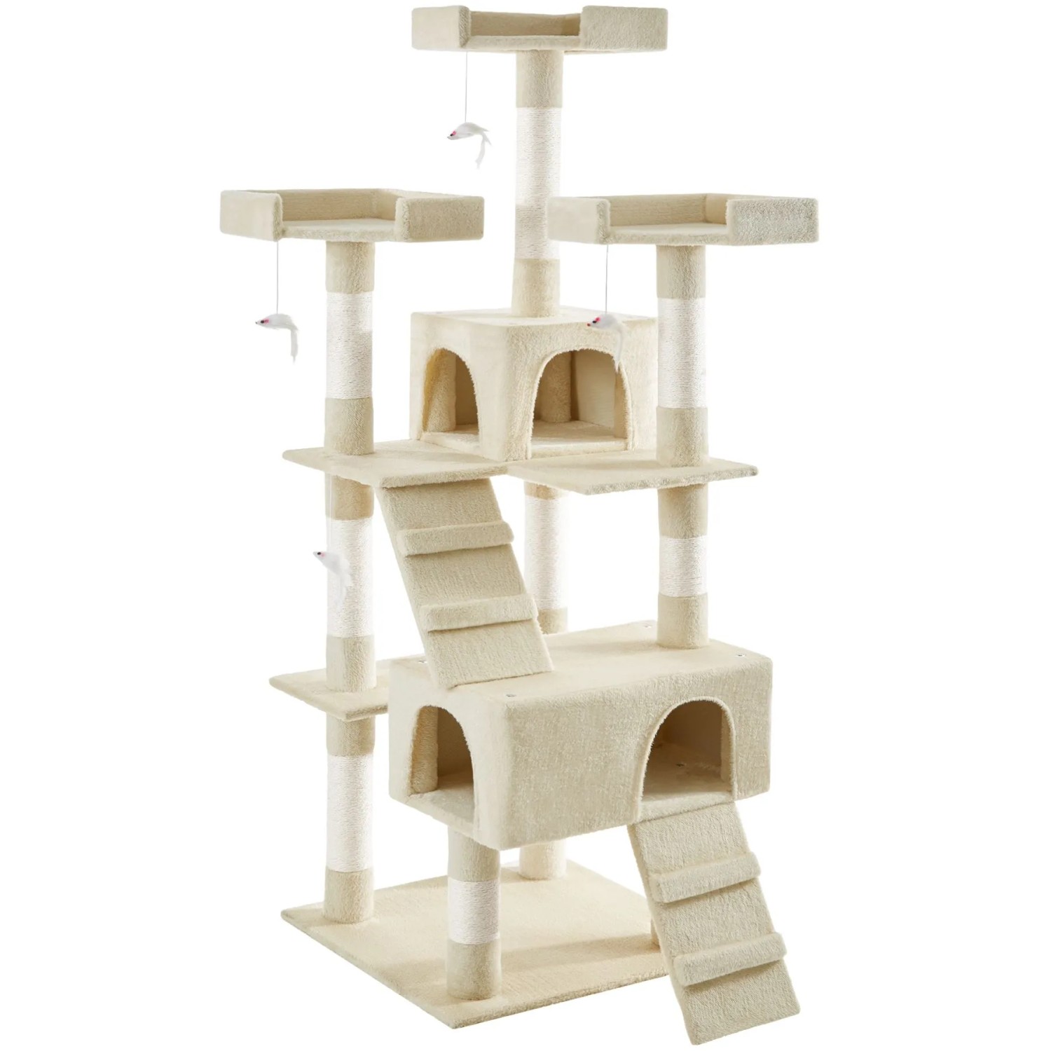 Tectake Kratzbaum Barney 170 cm Sisal  70 x 54 x 170 cm Beige