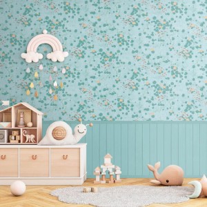 PROFHOME 770731-GU Fototapete Kindertapete Blau Türkis Grün Beige 1,59 m x 2,8 m
