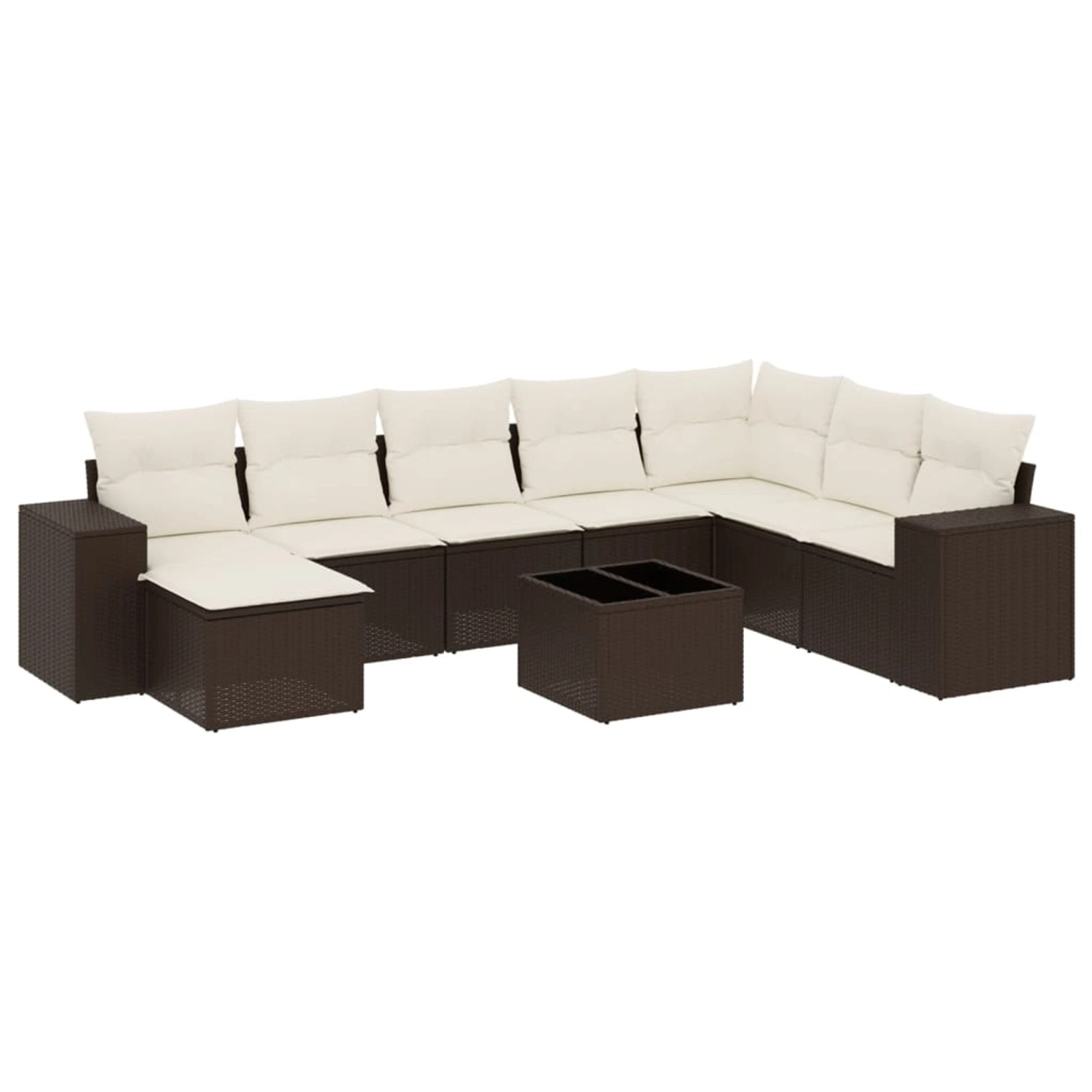 vidaXL 9-Tlg Garten-Sofagarnitur mit Kissen Braun Poly Rattan 3255310 günstig online kaufen