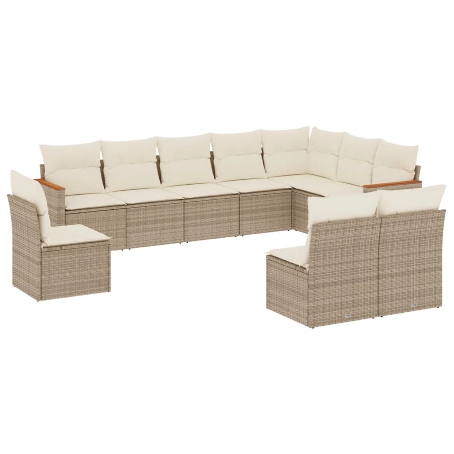 vidaXL 10-Tlg Garten-Sofagarnitur mit Kissen Beige Poly Rattan 3226072 günstig online kaufen