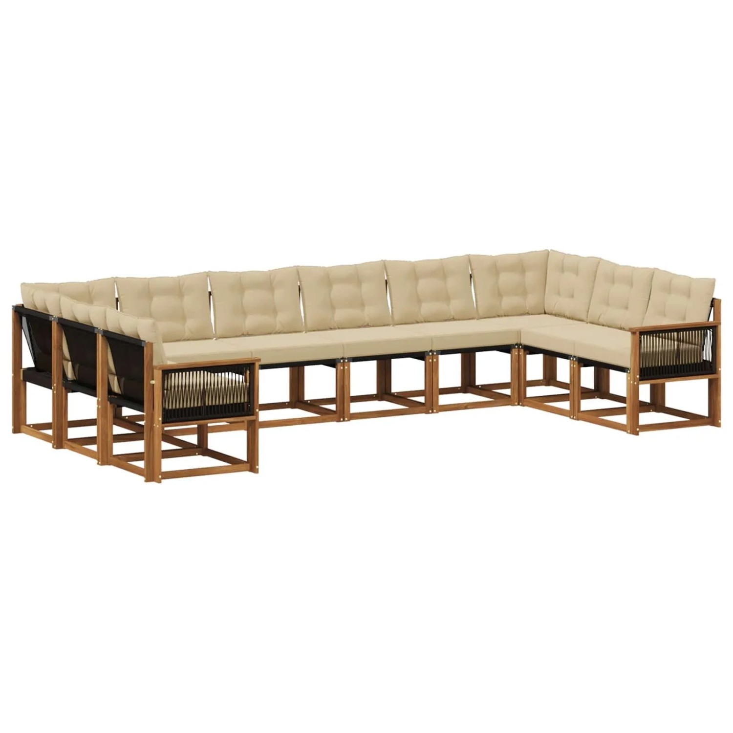 vidaXL Outdoor-Sofagarnitur mit Kissen 10 Stk Natur und Beige 3382241