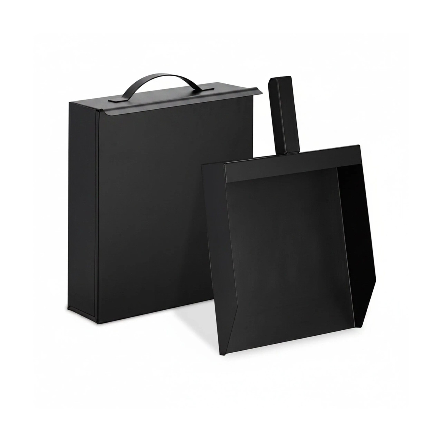 Relaxdays Ascheeimer Stahl Schwarz Mit Schaufel 9 cm x 23,5 cm x 35 cm 1,4 kg