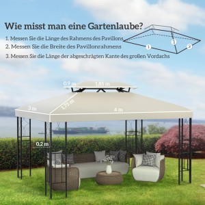 Outsunny Ersatzdach, cremeweiß, 3x4m. Passend für Pavillons, schützt vor Sonne. Kategorie: Markisen & Sonnenschutz.