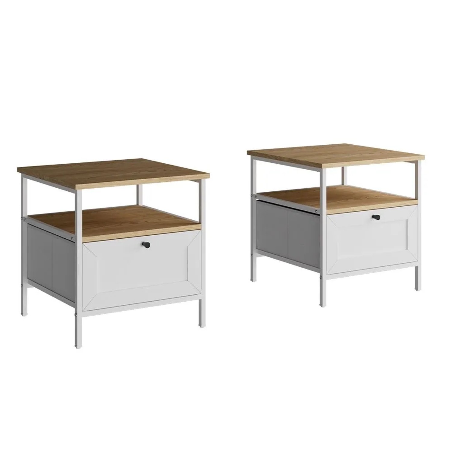 Vicco Nachttisch Lunis Weiß 45 x 47 2er Set