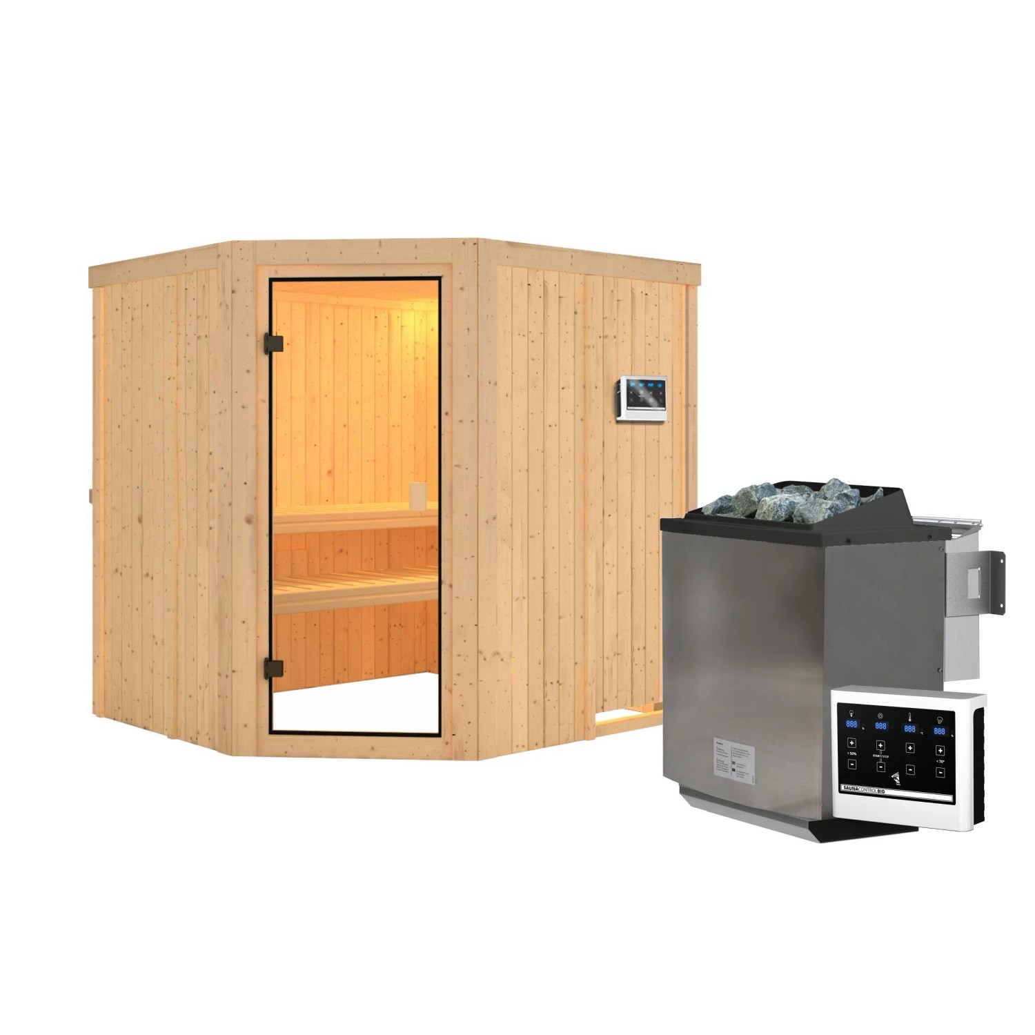 Chillroi Innensauna Ella mit 9kW Bio Ofen und Steuergerät Easy