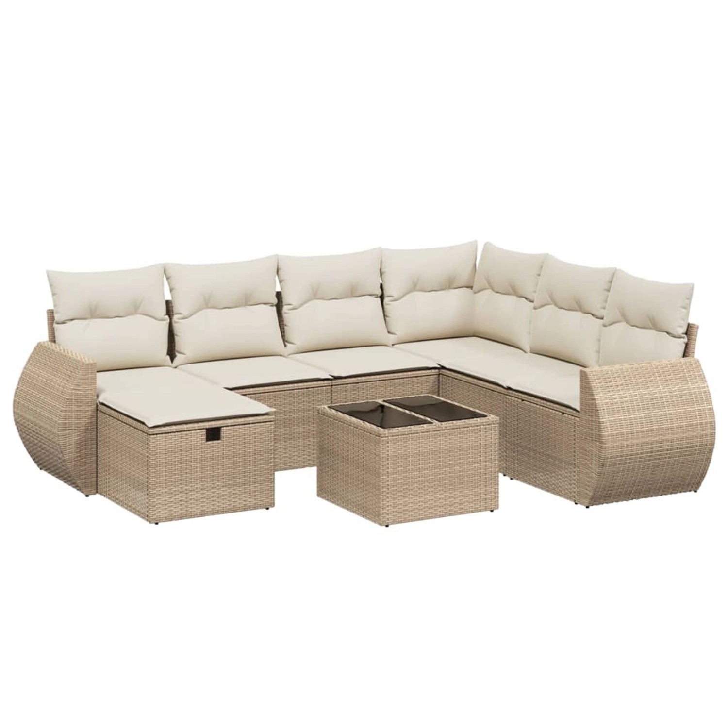 vidaXL 8-Tlg Garten-Sofagarnitur mit Kissen Beige Poly Rattan 3264154 günstig online kaufen
