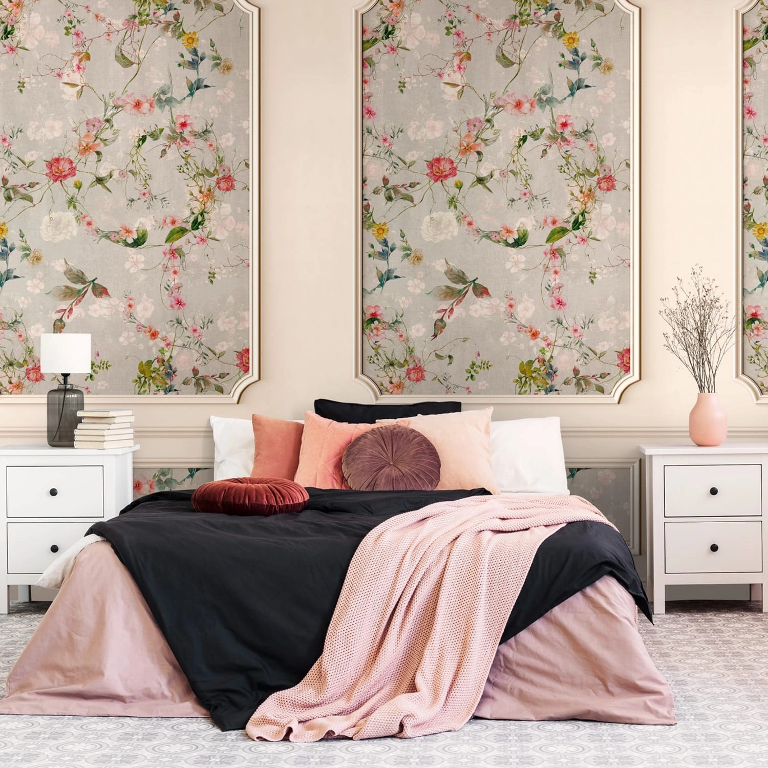 PROFHOME 398471-GU Fototapete 3D Matt Beige Grau Rosa Grün 1,59 m x 2,8 m 0 günstig online kaufen