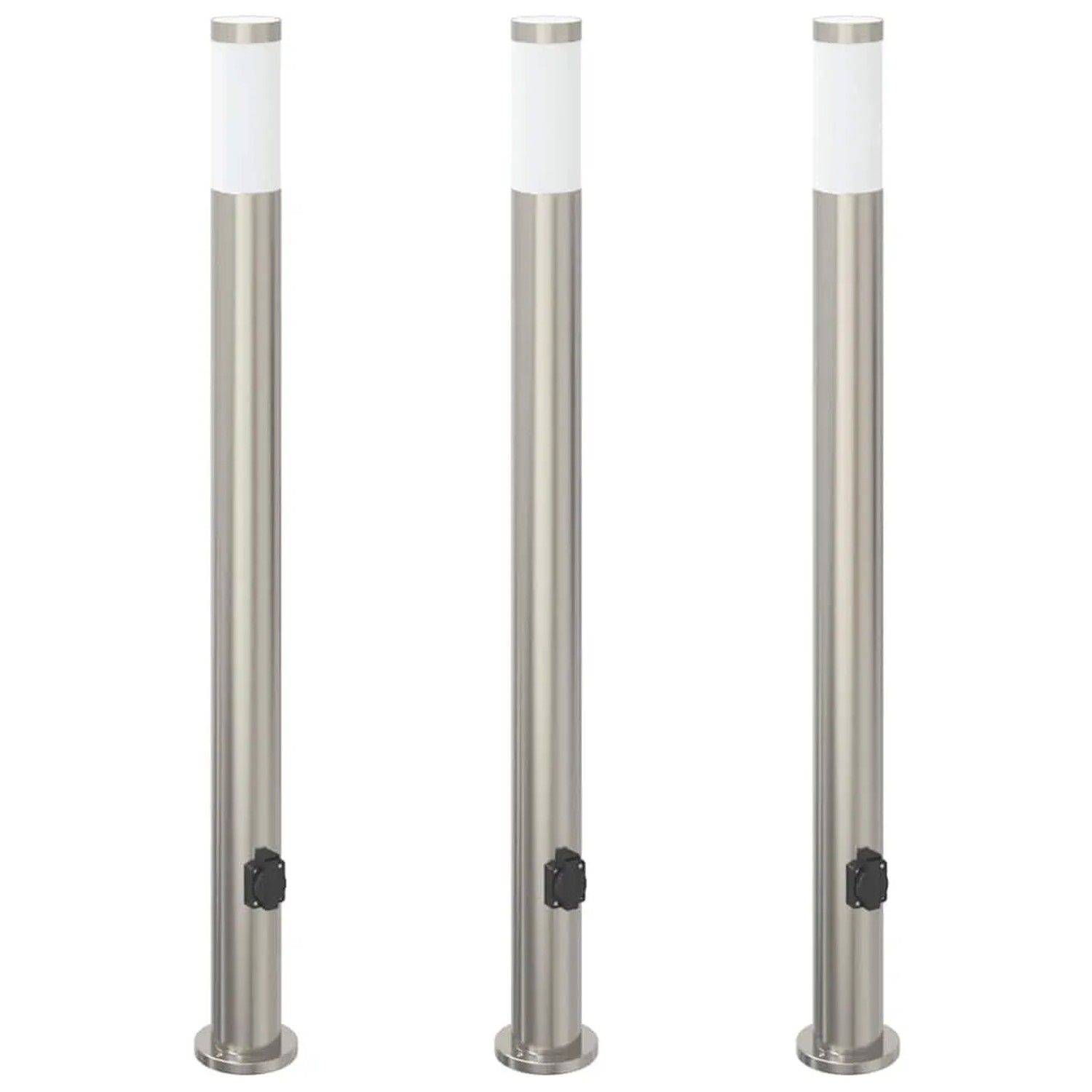 vidaXL Pollerleuchten mit Auslass 3er 110 cm Edelstahl IP44 4006016