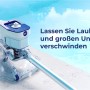 Weißer Gre Akku-Poolsauger 5.000 mAh am Poolrand. Kabelloser Poolsauger für sauberes Wasser.