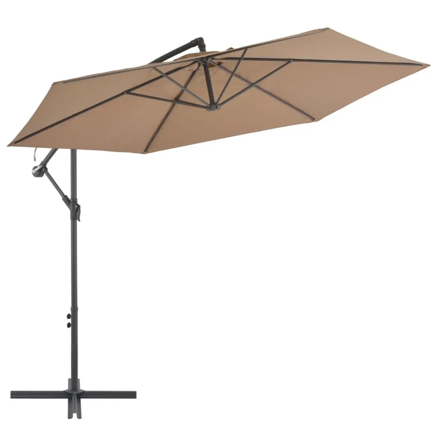 Furnicato Ampelschirm Mit Aluminium-mast 300 X 244 Cm Taupe Uv-beständig Mit Kurbel Und 6 Stahlrippen