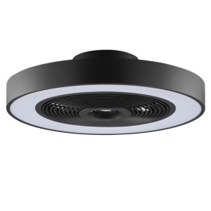 Schwarze LED-Deckenleuchte Catania mit Ventilator, Ø 48,6 cm.