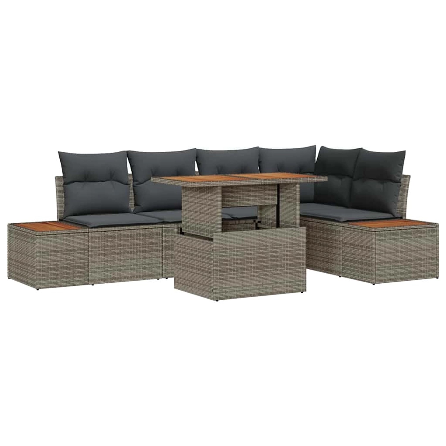 vidaXL Garten-Sofa-Set mit Speicher 6-Tlg Grau Poly Rattan 3358808 günstig online kaufen