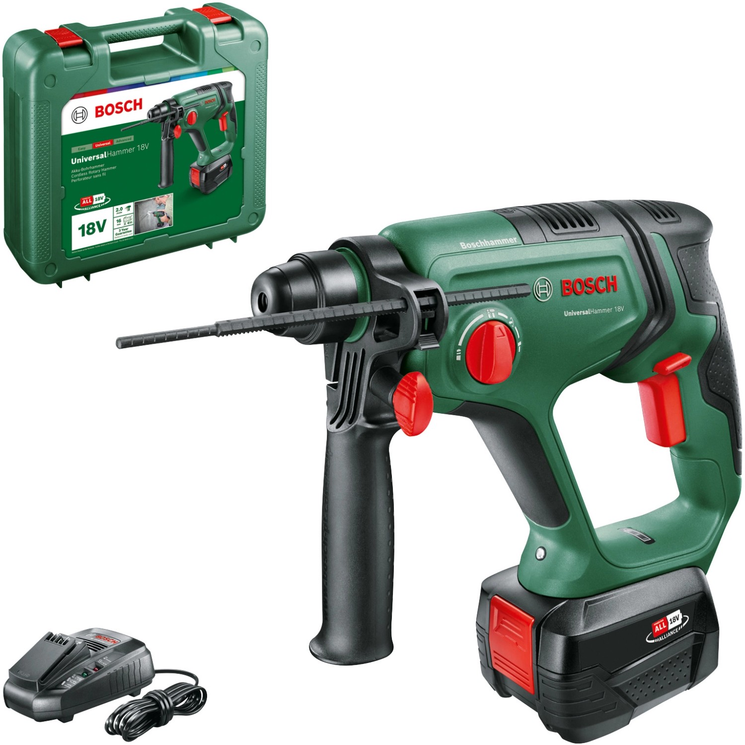 Bosch 18 V Akku-Bohrhammer Bosch Universal Hammer 18V inkl. 4 Ah Akku mit Koffer