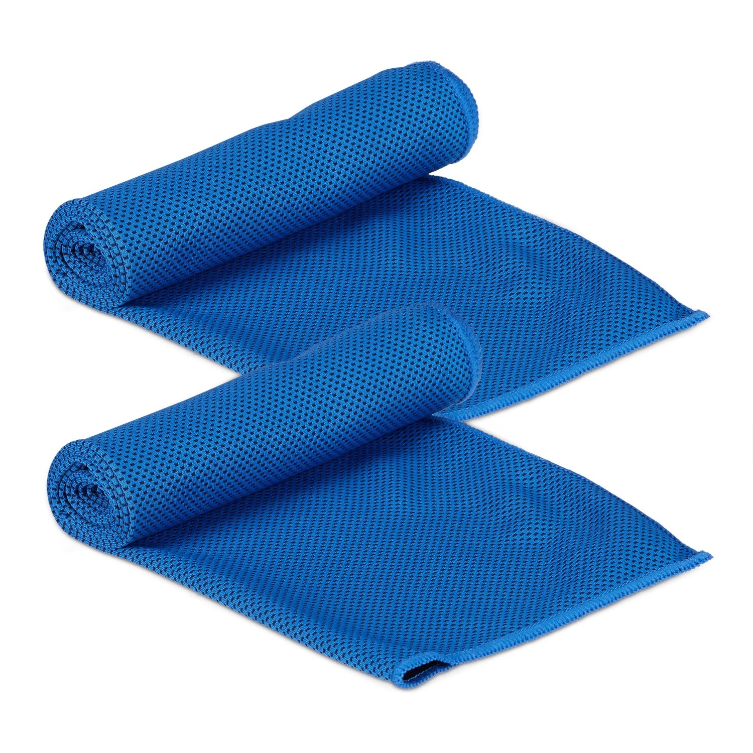 Relaxdays Kühlhandtuch 2er Pack Polyester Blau Kühlend 90 cm x 30 cm 40 g