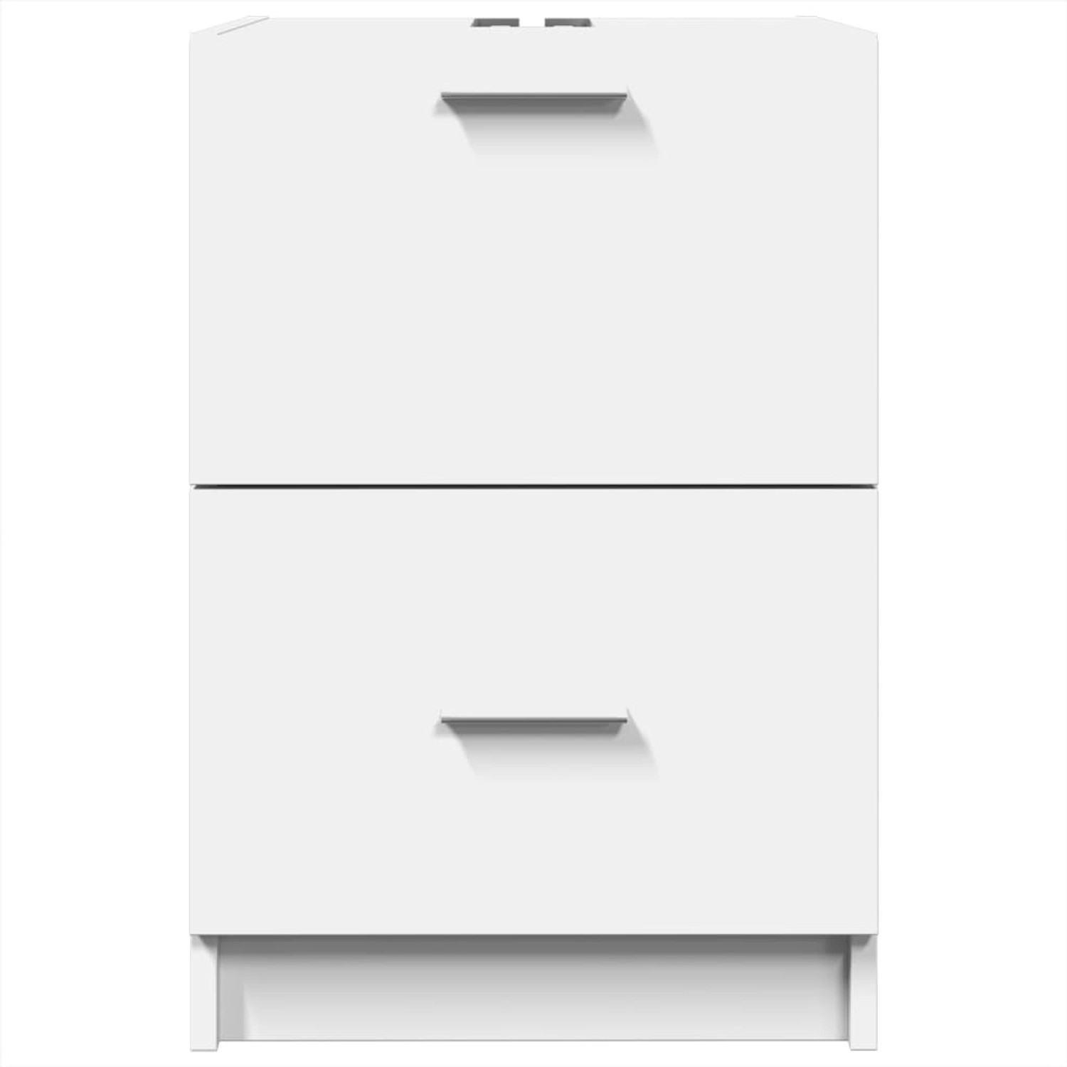 Weißer vidaXL Waschbeckenunterschrank (40x37x59 cm) aus Holzwerkstoff mit Schublade und Fach.