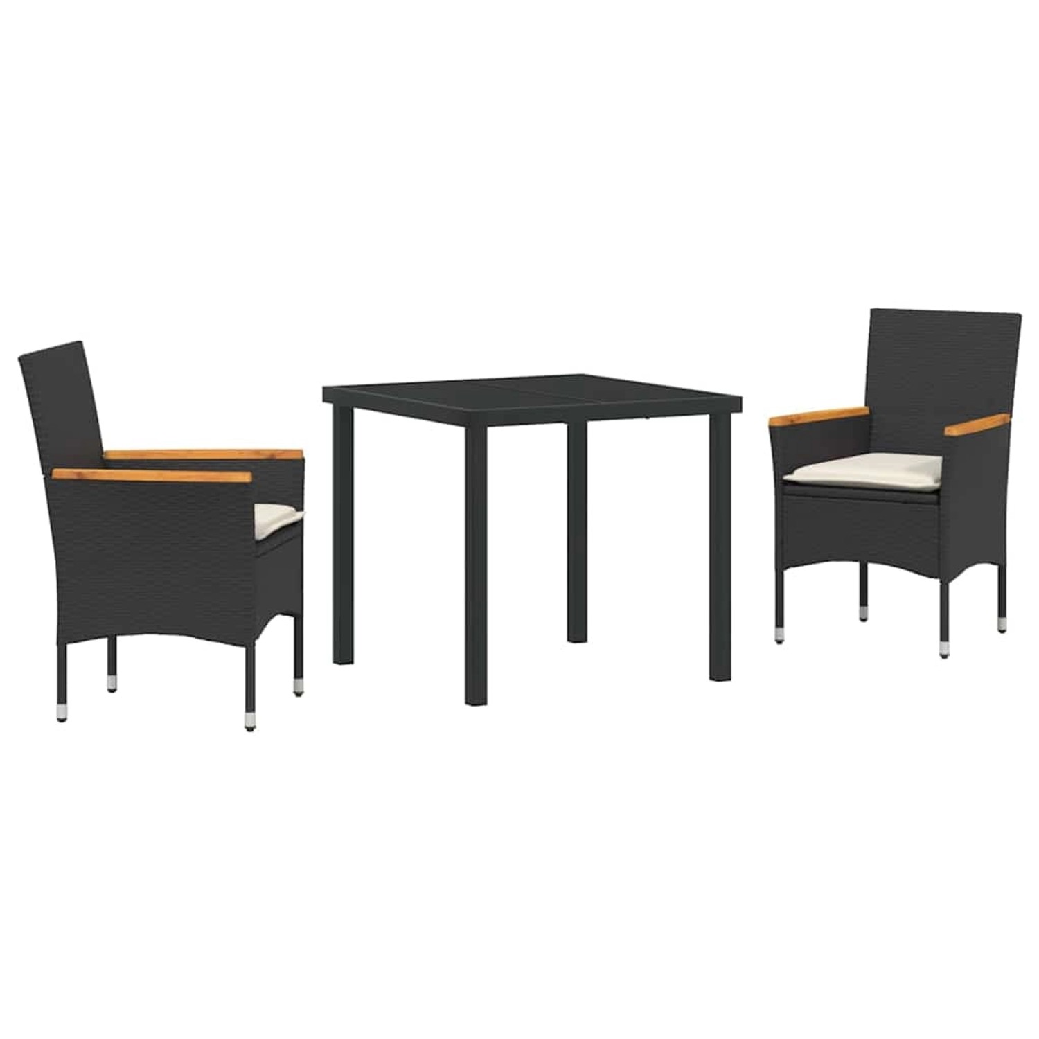vidaXL Garten Essgruppe mit Kissen 3-Tlg Schwarz Poly Rattan 3379842 günstig online kaufen