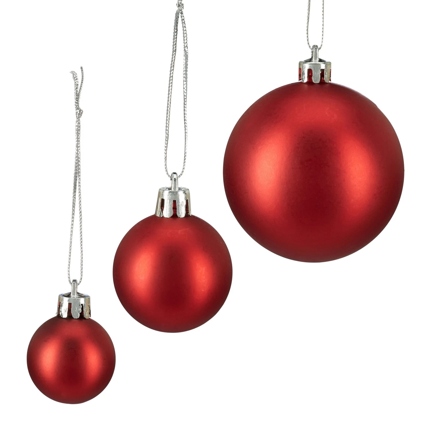 Relaxdays Christbaumkugeln 100er Set Kunststoff Rot Glänzend Matt Glitzernd 3 Größen 4 cm bis 7 cm