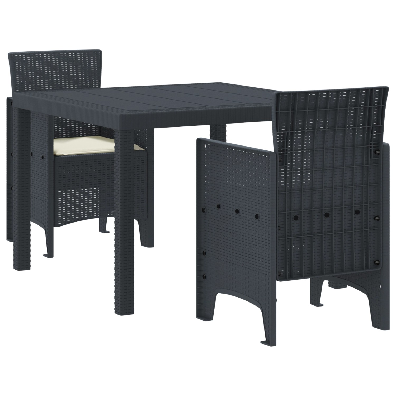 vidaXL 3-tlg Garten-Essgruppe mit Kissen Anthrazit Poly Rattan 3378676 günstig online kaufen