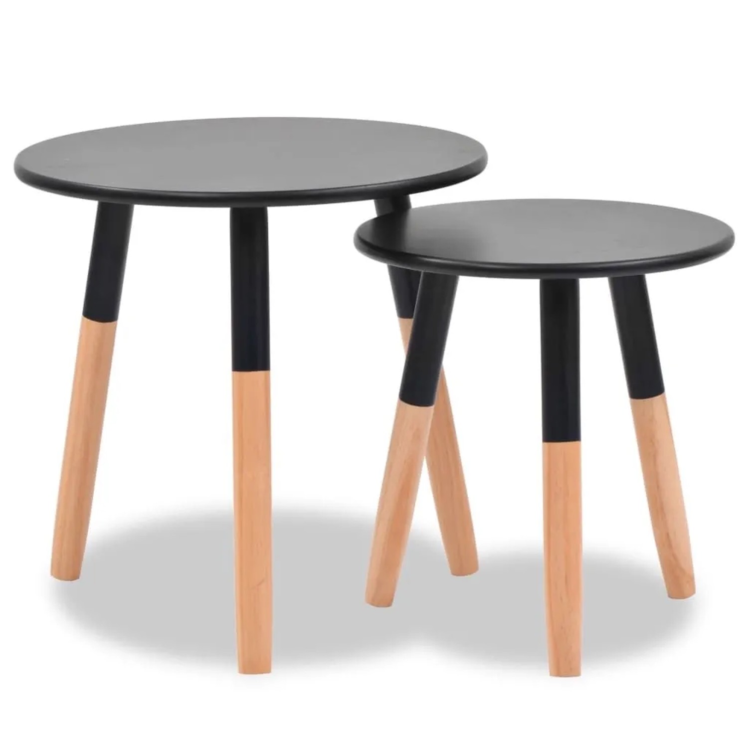 vidaXL Beistelltisch Set 2 Stk Kiefernholz Massiv Schwarz 244735