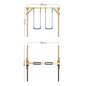 Wickey Schaukel Smart Move Blau, Gartenschaukel mit Maßen für sicheren Schaukelspaß.