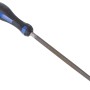 LUX Werkstattfeile vierkant, 200 mm, mit blau-schwarzem Griff.