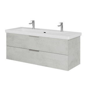 Steinkamp Einzelwaschtisch mit V&B Subway 3.0 Waschtisch, Oxid Hellgrau, 130 cm breit.