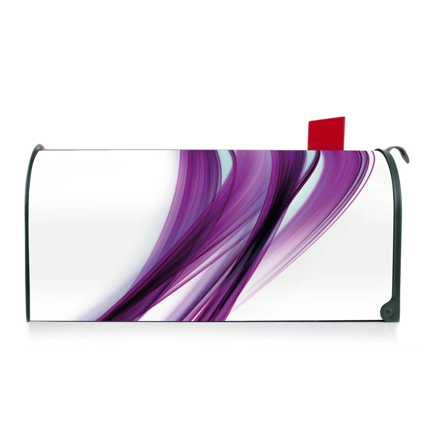 Grüner Banjado US Briefkasten mit lila Motiv 'Violet Element', Stahl pulverbeschichtet.