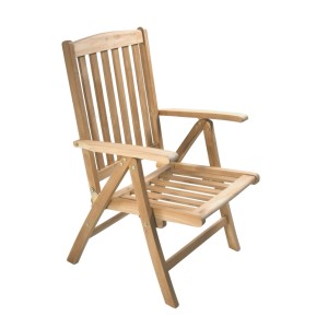 DELUKE Gartenstuhl MARA Teak Hellbraun Hochlehner Wetterfest Terrassenstuhl Outdoor Essstühle