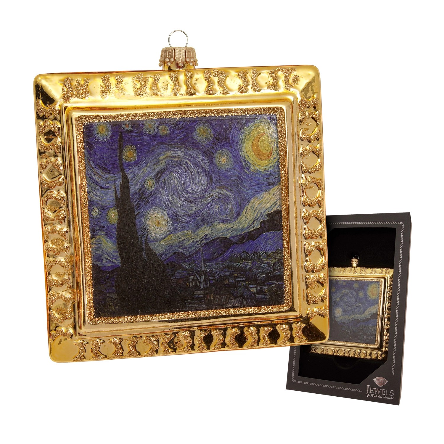 Krebs Glas Lauscha Baumschmuck Sternennacht Kunstwerk Goldfarbig 12cm günstig online kaufen