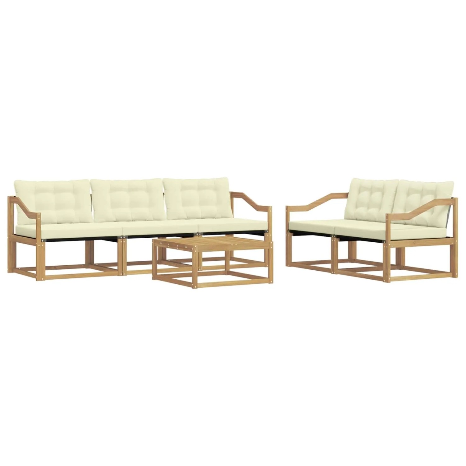 vidaXL Outdoor-Sofagarnitur 6 Stk Weiß und Creme 79 x 79 x 37 cm 3388428