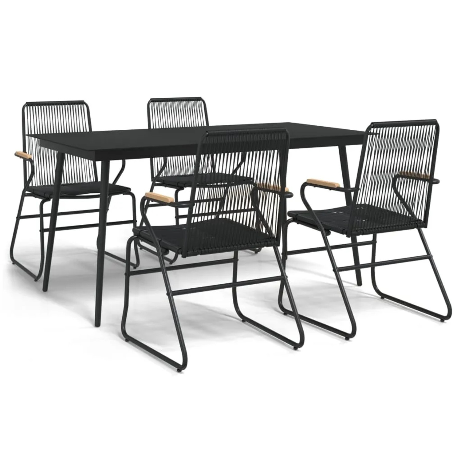 vidaXL 5-Tlg Garten-Essgruppe Schwarz PVC Rattan 3060269