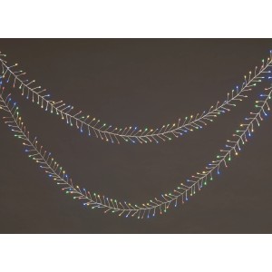 LED-Drahtlichterkette mit 720 bunten LEDs und transparentem Kabel für Innen und Außen, 12,2 m lang.