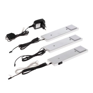 Lindby 3er Set LED Unterschrankleuchten Unterbauleuchte Amaryll 9934013 Modern in Alu 3-flammig Küchenleuchte