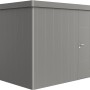 Biohort Gerätehaus Neo 3D in Quarzgrau-Metallic mit Standardtür. Metall Gerätehaus.