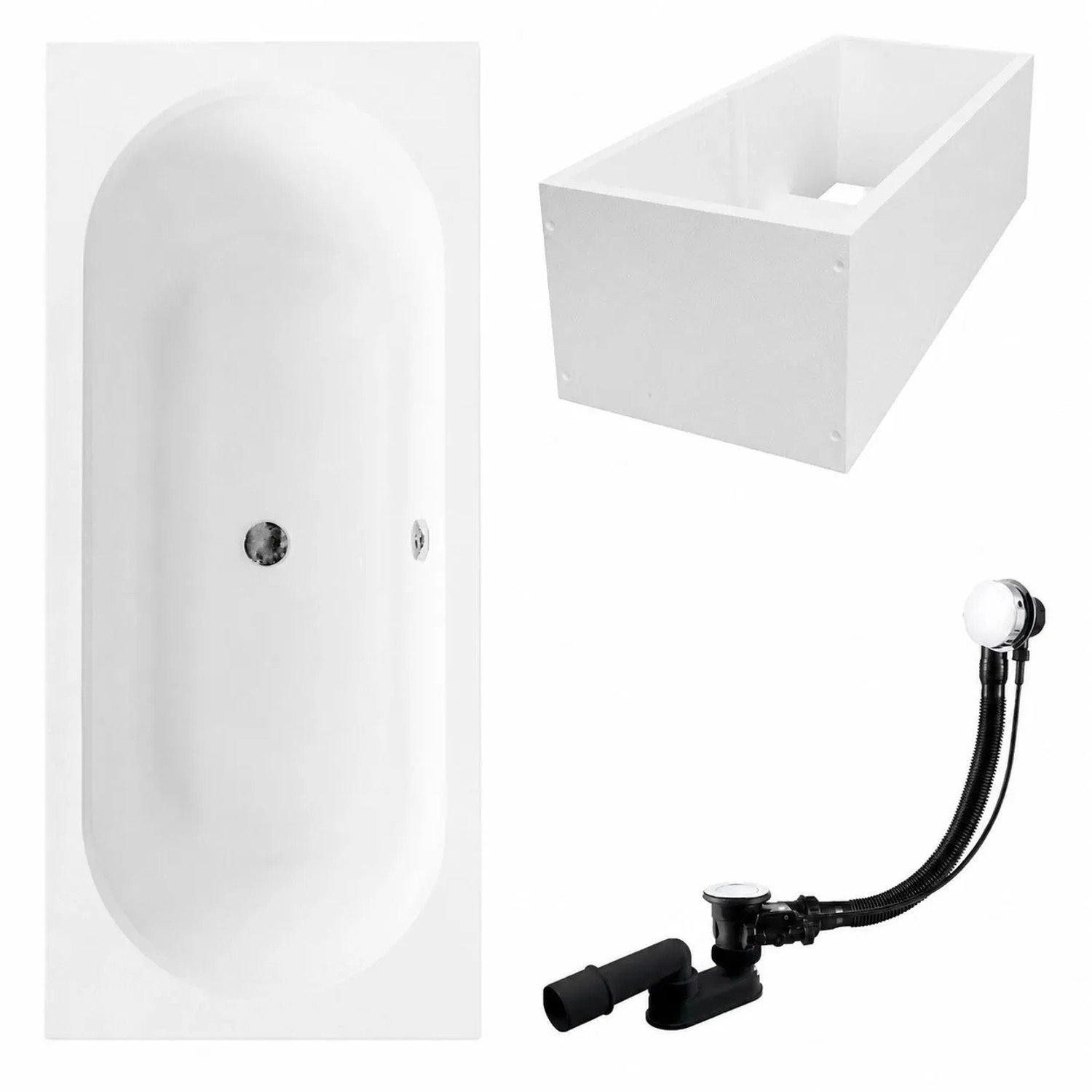 KOLMAN Badewanne Rechteck 150 x 75 Cm Mit Wannenträger Inkl. Ablauf Und Füße