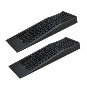 2 schwarze TRUTZHOLM Kunststoff Auffahrrampen/Ausgleichskeile für Autoanhänger, je 3t Traglast.