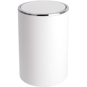 Wenko Schwingdeckeleimer Inca, 5 l, weiß mit Chromrand. Kosmetikeimer für Bad und WC.