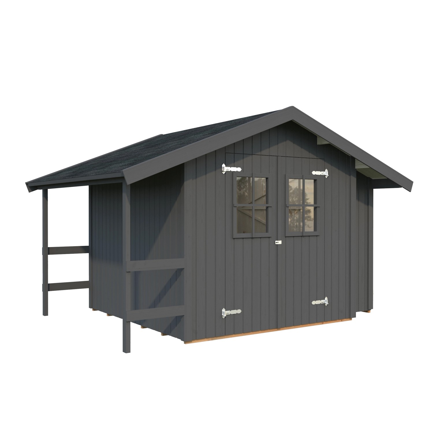 Palmako Gerätehaus Marcus 233 x 239 cm Lackiert Dunkelgrau FSC® günstig online kaufen