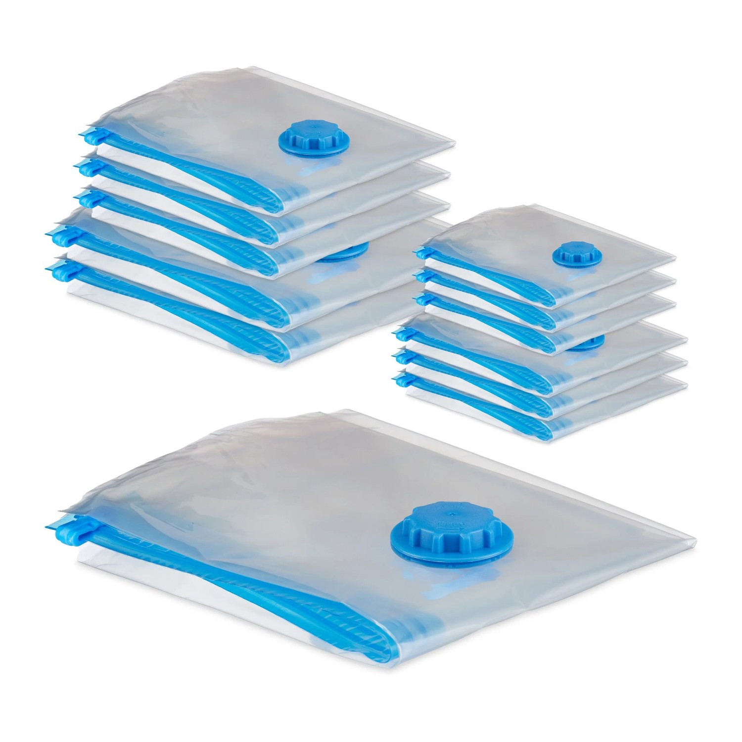 Relaxdays Vakuumbeutel für Kleidung Kunststoff Transparent Mit Ventil 12er Set
