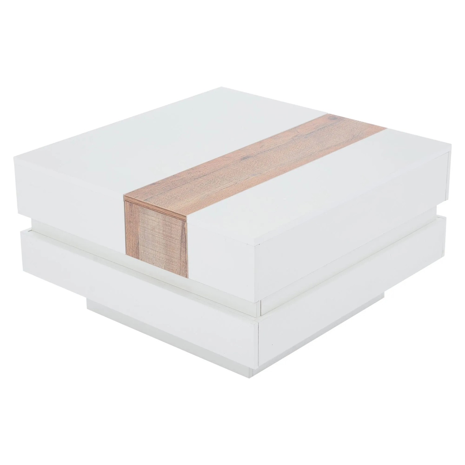 okwish Couchtisch Quadratisch mit Ausziehbar Tischplatte Beistelltisch Weiß 70 × 70 cm