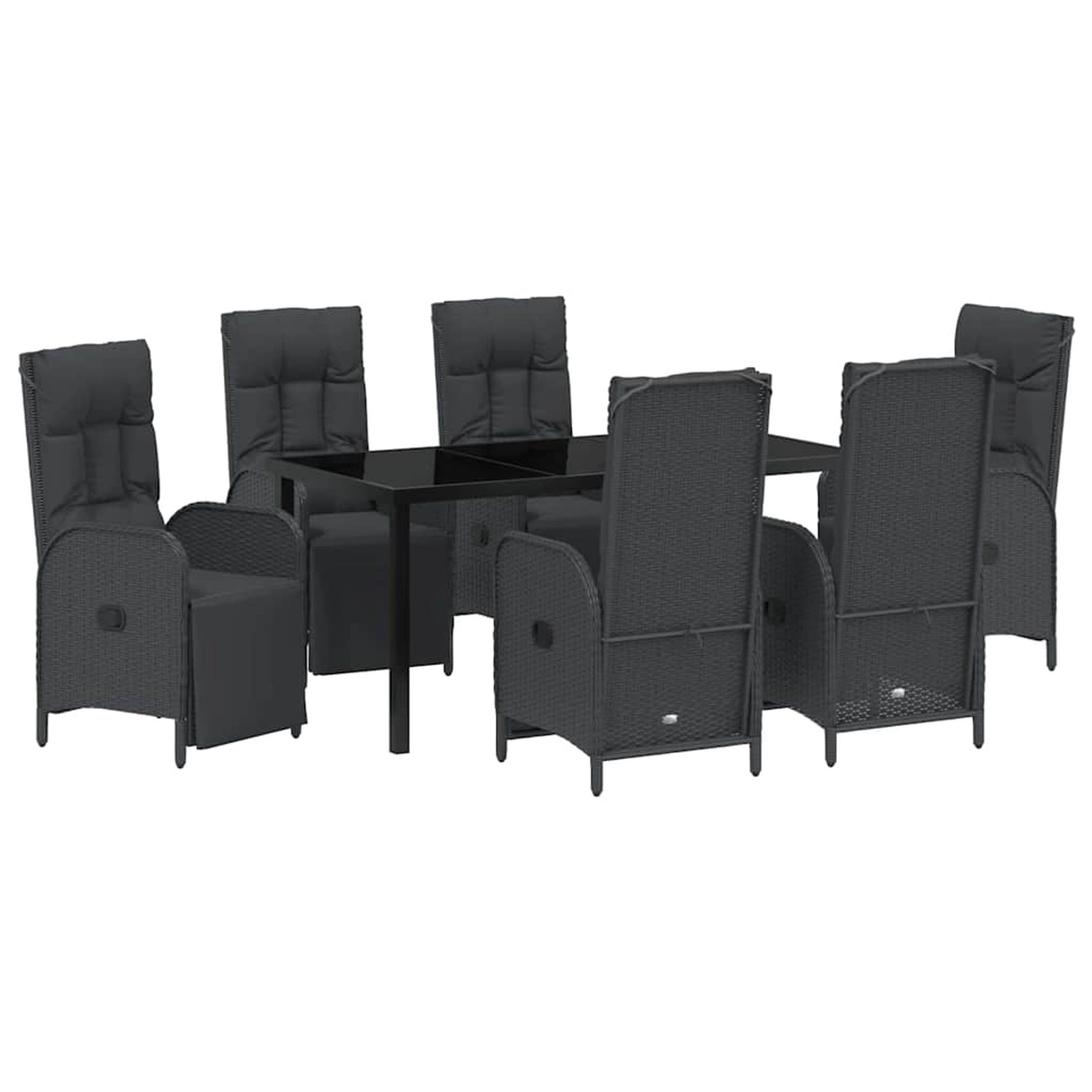 vidaXL Garten Essgruppe mit Kissen 7-Tlg Schwarz Poly Rattan 3380124 günstig online kaufen