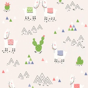 Bricoflor Kindertapete mit Lama, Kaktus und Bergen Muster für Kinderzimmer.