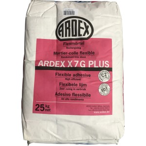 Sack Ardex Flexmörtel X 7 G Plus, flexibler Fliesenkleber für Wand und Boden, 25kg.