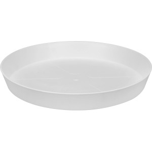 Weißer, runder Elho Untersetzer Loft urban, Ø 30 cm, aus recyceltem Kunststoff.