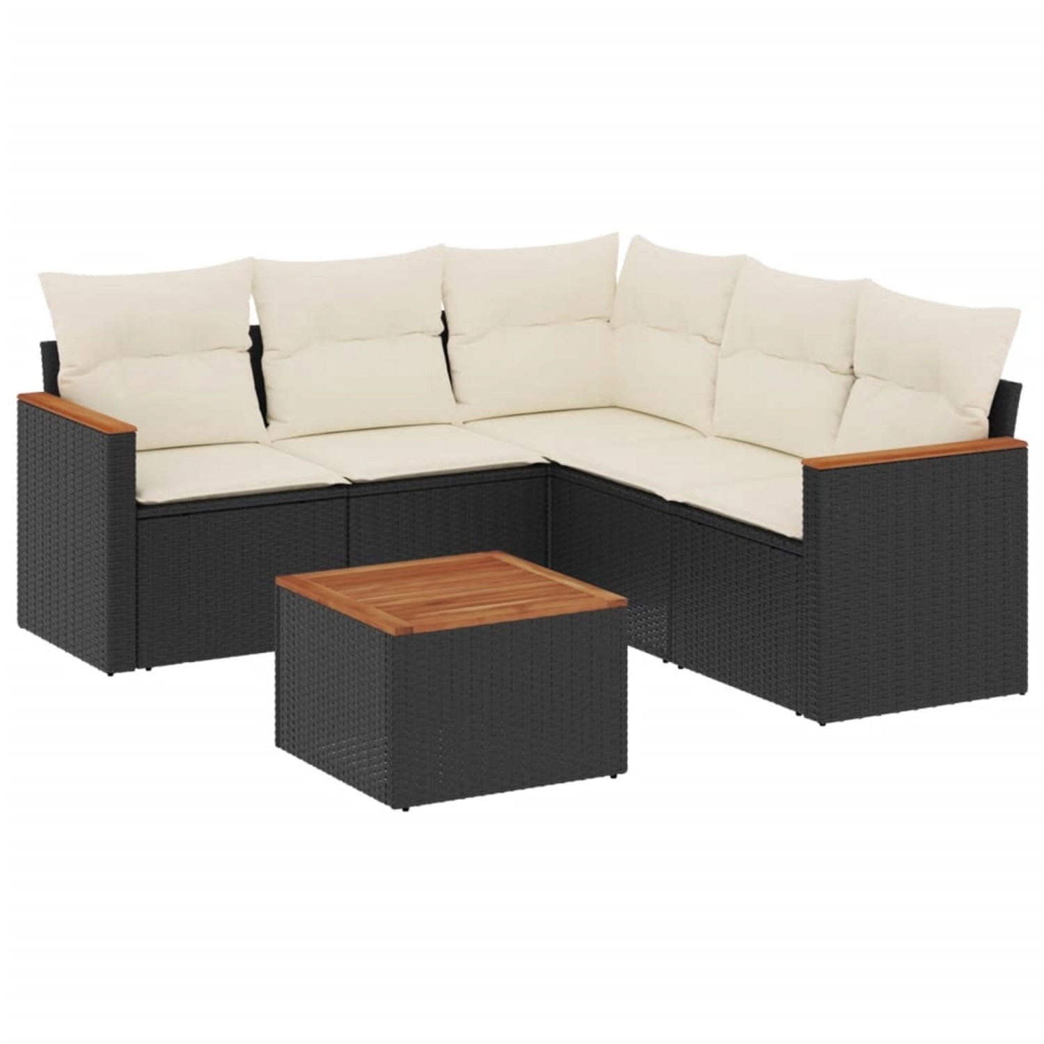 vidaXL 6-Tlg Garten-Sofagarnitur mit Kissen Schwarz Poly Rattan 3225965 günstig online kaufen
